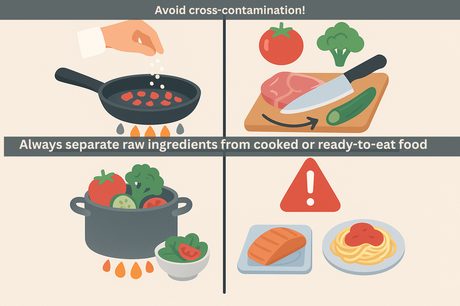 Avoid cross-contamination. Avoid cross-contamination.